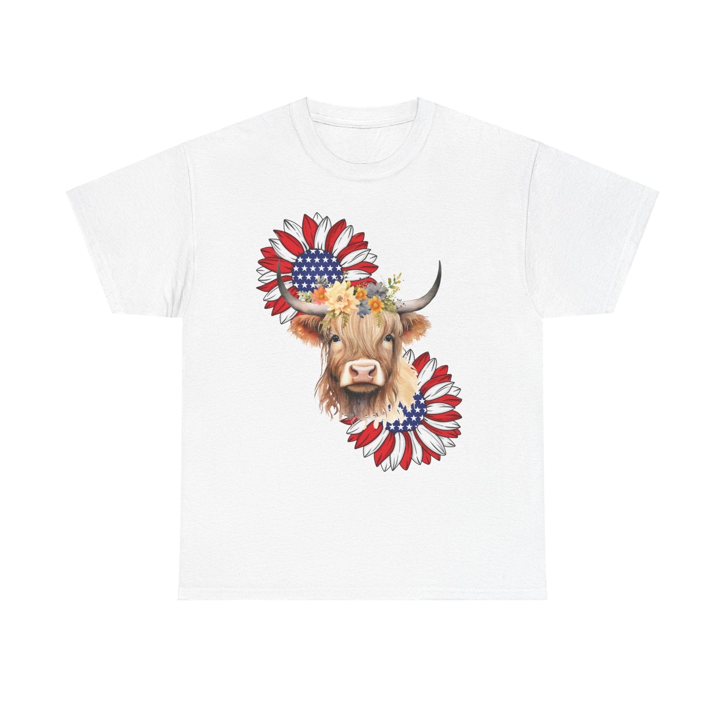Red,White,Blue Highlander cow T