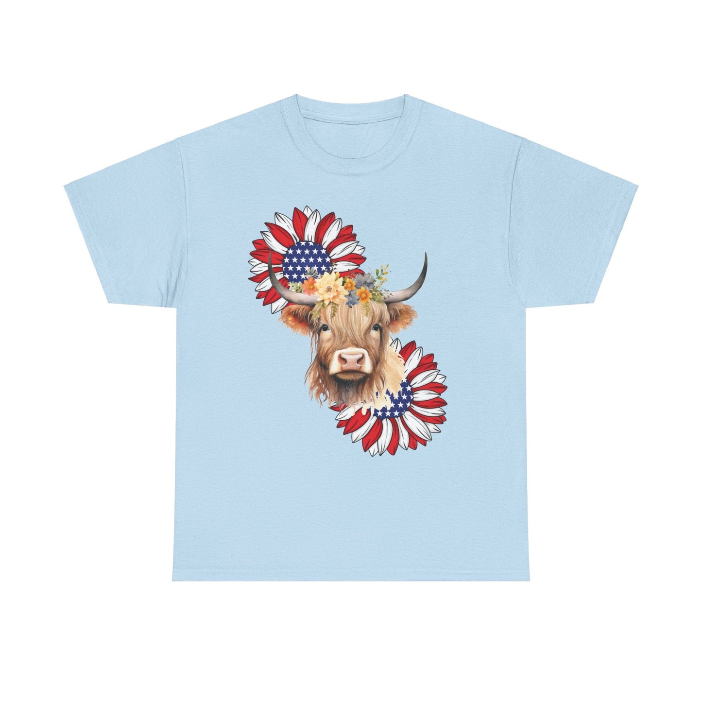 Red,White,Blue Highlander cow T