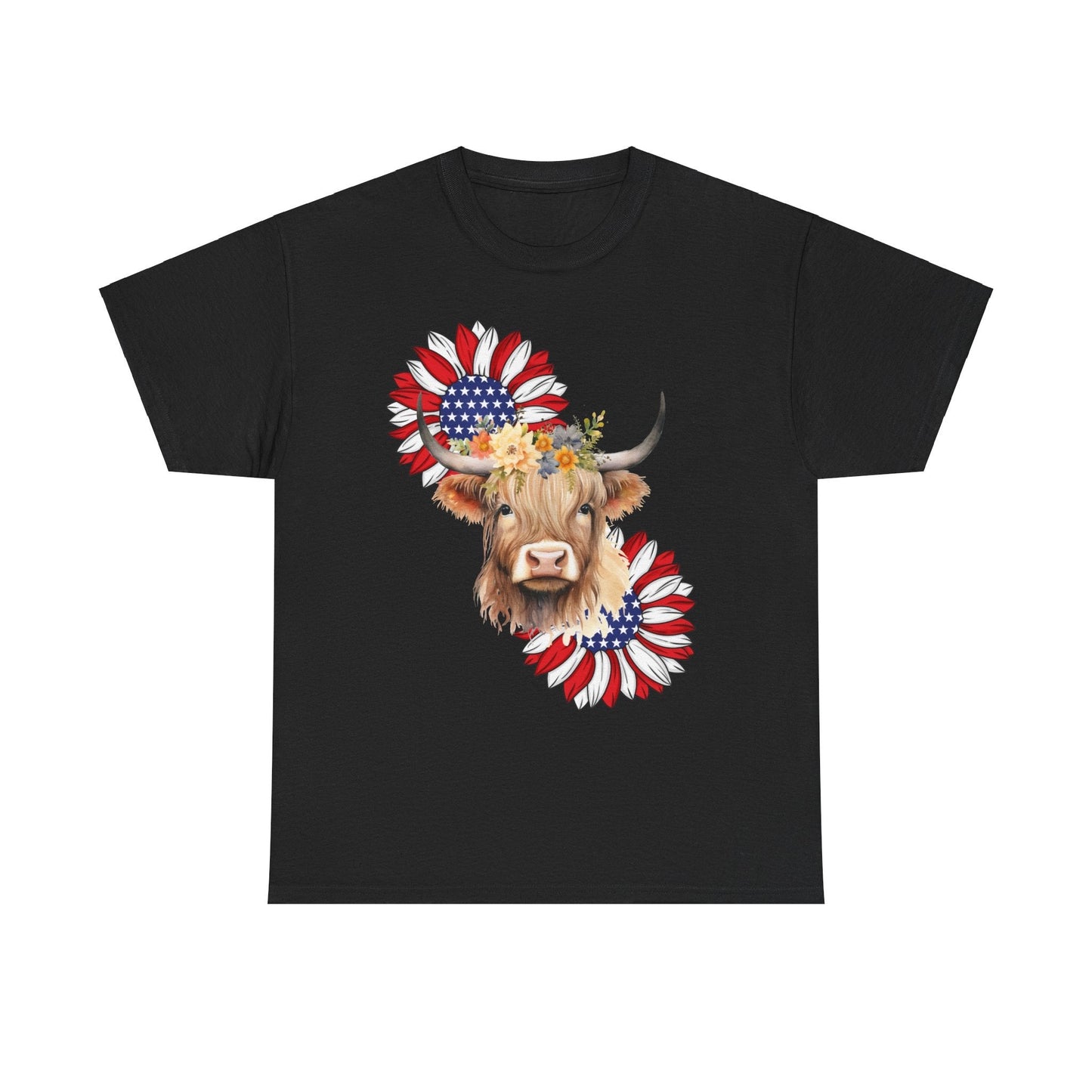 Red,White,Blue Highlander cow T